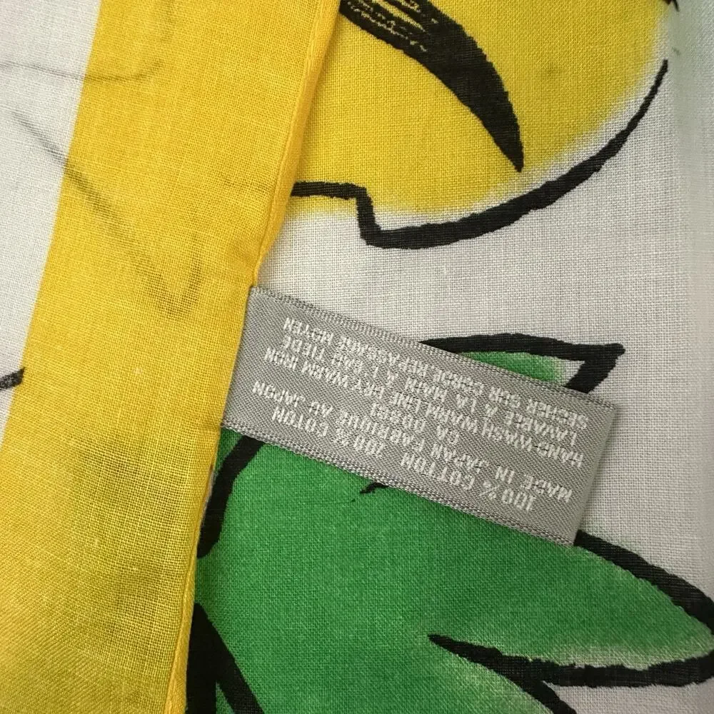 Evan Picone Womens Vintage 90s Sea Shell Print Scarf Large Square Cotton Yellow